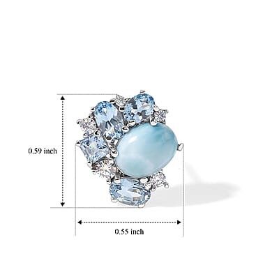 D'Joy Larimar and Multi Gemstone 5.25 ctw Earrings in Rhodium Over Sterling Silver