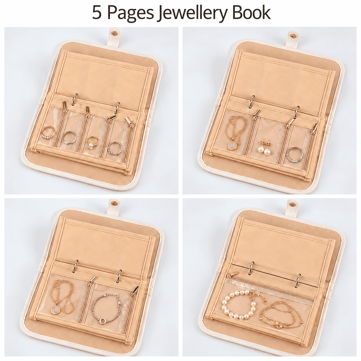 Livmore White Velvet 5 Pages Jewelry Book