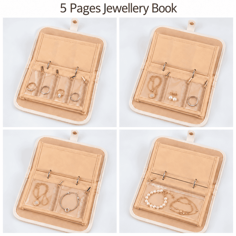 Livmore White Velvet 5 Pages Jewelry Book