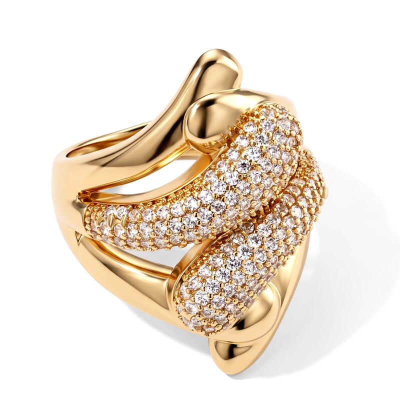 Simulated Diamond Ring in Goldtone (Size 6.0)