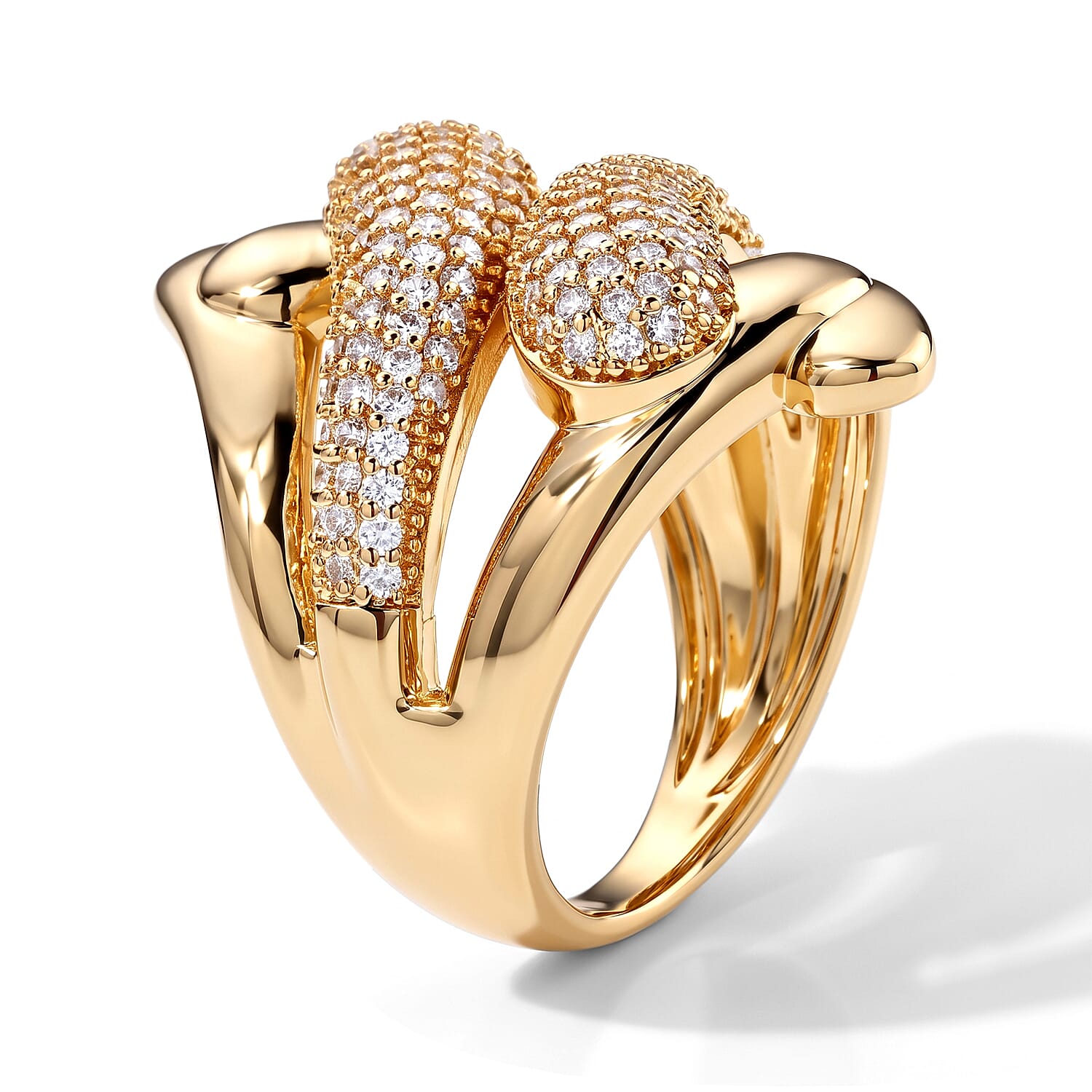 Simulated Diamond Ring in Goldtone (Size 6.0)