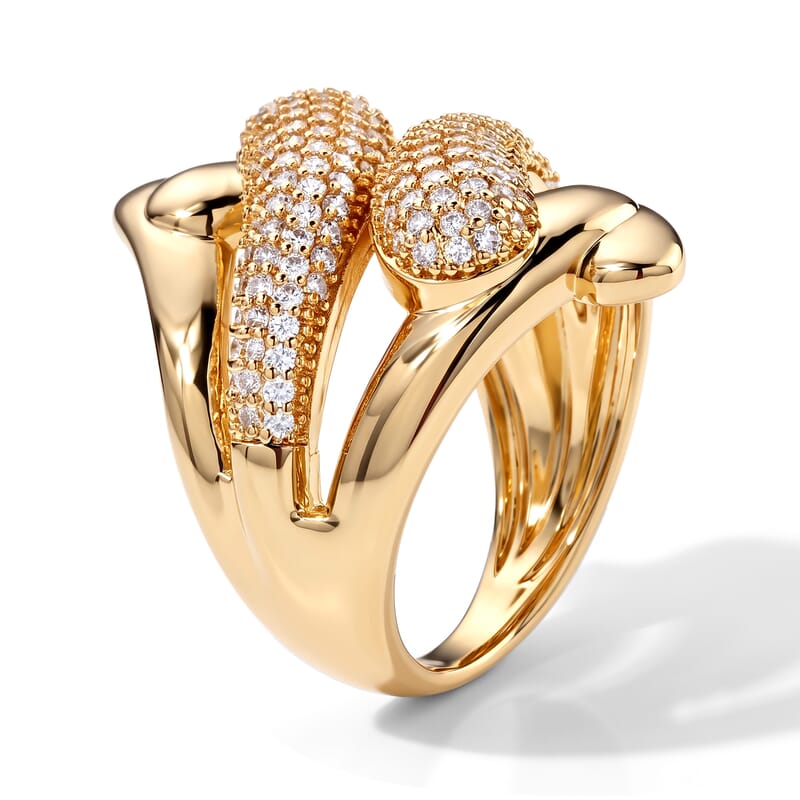 Simulated Diamond Ring in Goldtone (Size 6.0)
