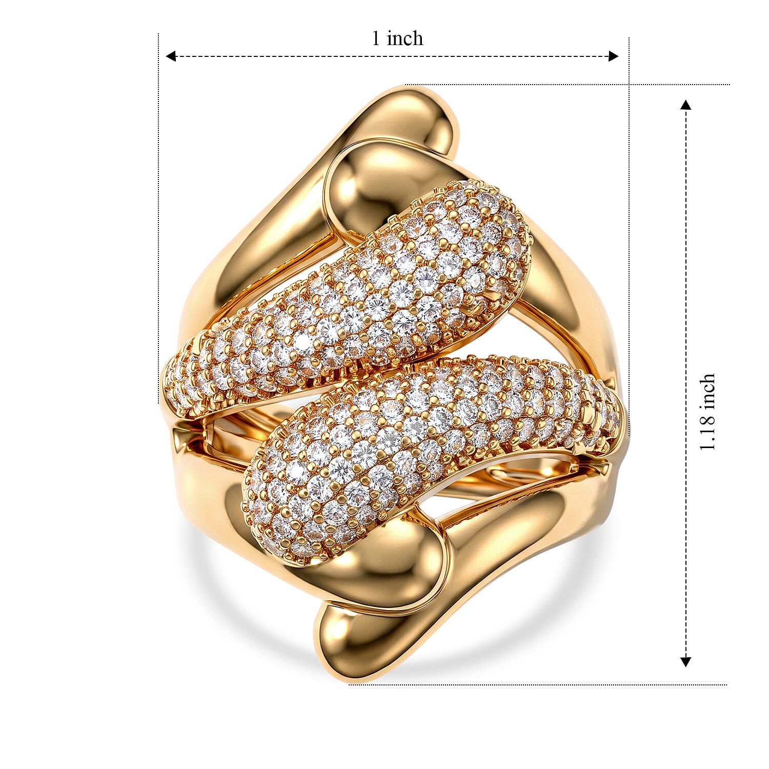Simulated Diamond Ring in Goldtone (Size 6.0)