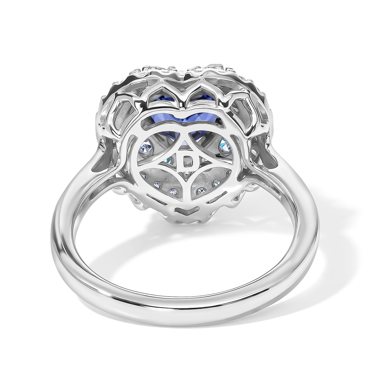 Certified & Appraised D'Joy Premium Tanzanite and Moissanite 2.00 ctw Ring in Rhodium Over Sterling Silver (Size 6.0)