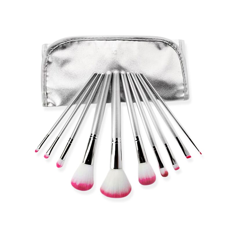 Bellapierre Cosmetics 10 Makeup Brushes- Pink & White
