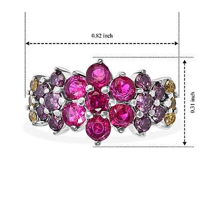 EverTrue Simulated Multi Color Diamond Floral Ring in Stainless Steel (Size 5.0)