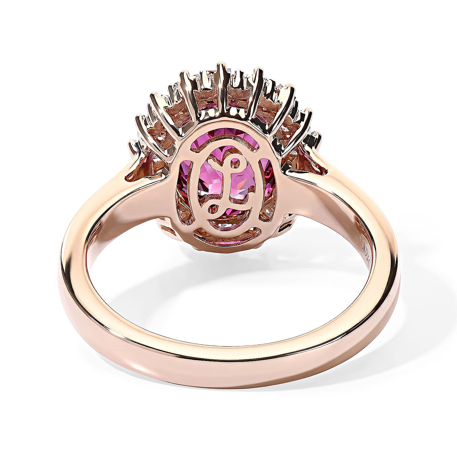 Luxoro AAA Radiant Ember Garnet, Champagne and White Diamond I2 2.50 ctw Regal Sunburst Ring in 10K Rose Gold (Size 5.0)
