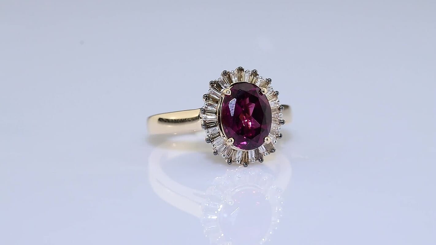 Luxoro AAA Radiant Ember Garnet, Champagne and White Diamond I2 2.50 ctw Ring in 10K Rose Gold (Size 6.0)