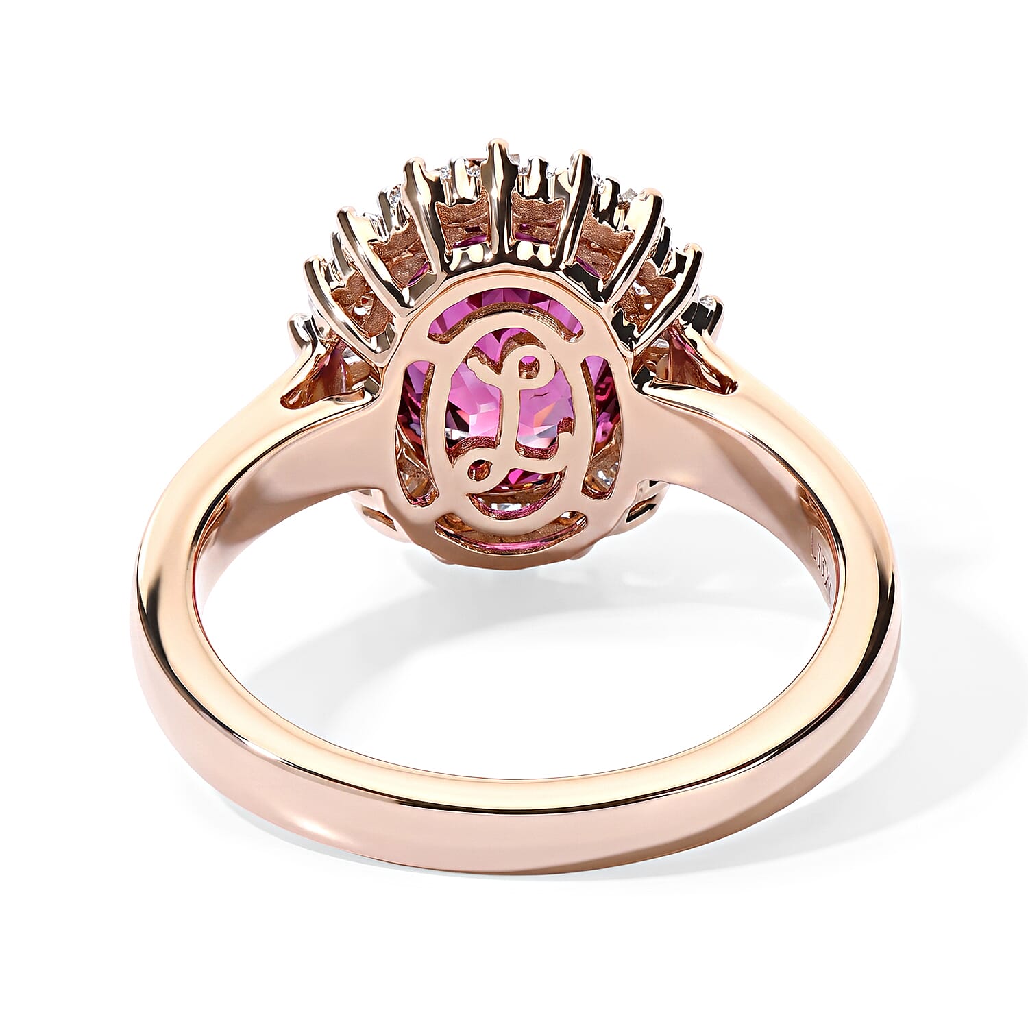 Luxoro AAA Radiant Ember Garnet, Champagne and White Diamond I2 2.50 ctw Regal Sunburst Ring in 10K Rose Gold (Size 6.0)