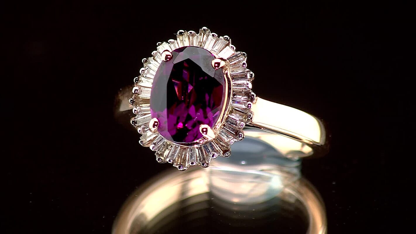 Luxoro AAA Radiant Ember Garnet, Champagne and White Diamond I2 2.50 ctw Ring in 10K Rose Gold (Size 6.0)