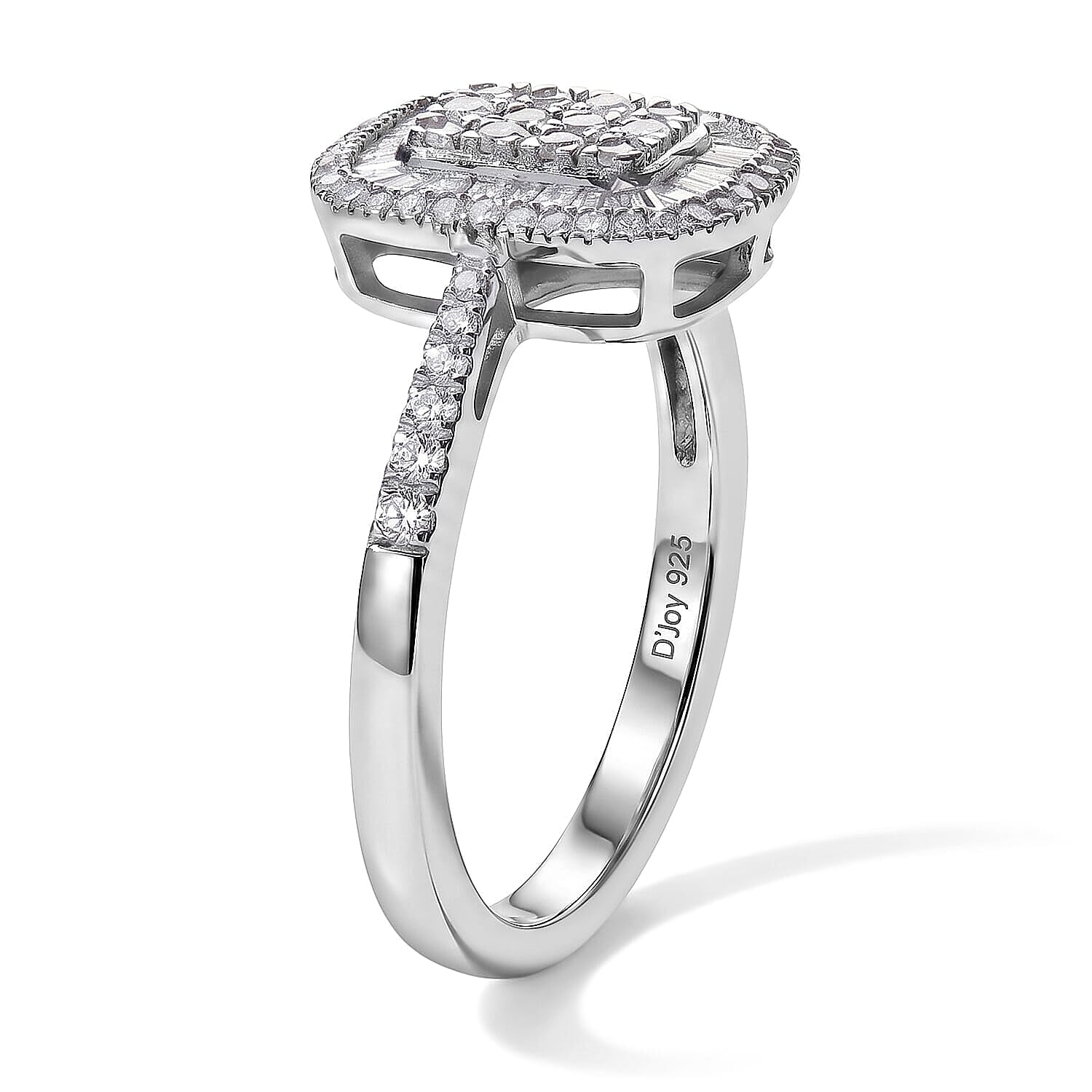 D'Joy Diamond 0.50 ctw Prism Mosaic Ring in Rhodium Over Sterling Silver (Size 10.0)