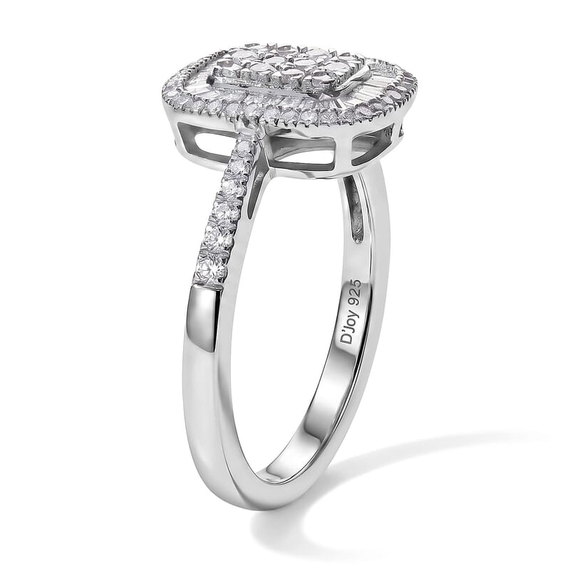 D'Joy Diamond 0.50 ctw Prism Mosaic Ring in Rhodium Over Sterling Silver (Size 10.0)