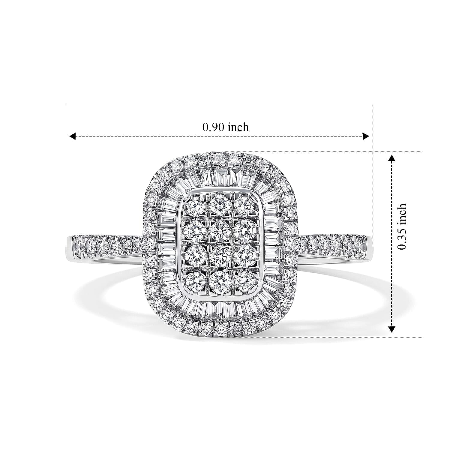 D'Joy Diamond 0.50 ctw Prism Mosaic Ring in Rhodium Over Sterling Silver (Size 10.0)