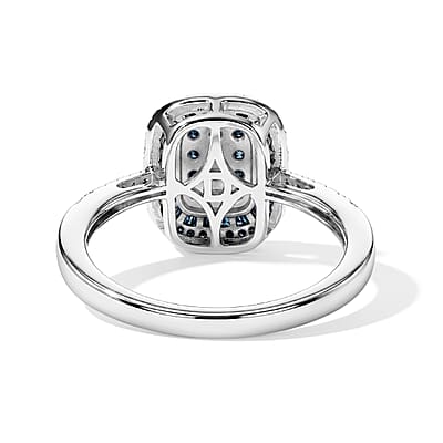 D'Joy Blue Diamond 0.50 ctw Prism Mosaic Ring in Rhodium Over Sterling Silver (Size 10.0)