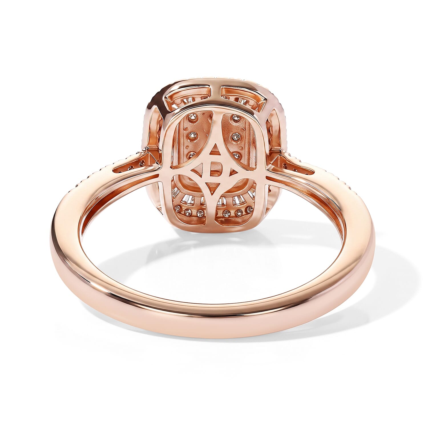 D'Joy Natural Champagne Diamond 0.50 ctw Prism Mosaic Ring in 18K Vermeil Rose Gold Over Sterling Silver (Size 10.0)