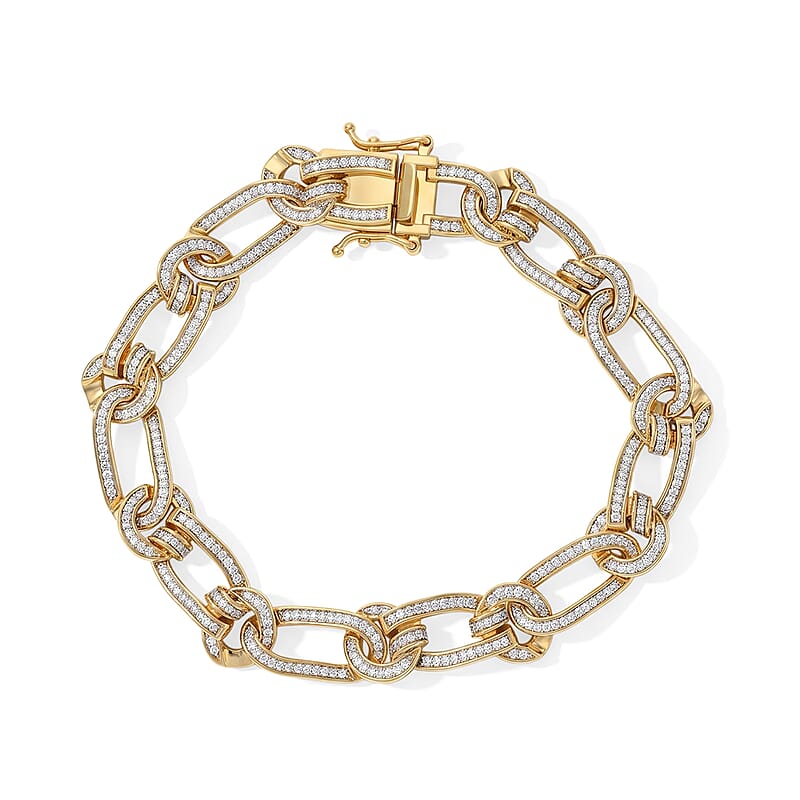 Luxuriant Lab Grown Diamond G-H SI 2.00 ctw Bracelet in 18K Vermeil Yellow Gold Over Sterling Silver (7.25 In)