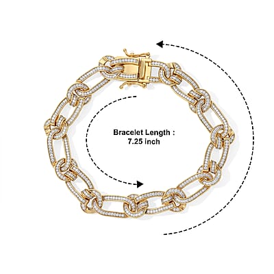 Luxuriant Lab Grown Diamond G-H SI 2.00 ctw Bracelet in 18K Vermeil Yellow Gold Over Sterling Silver (7.25 In)