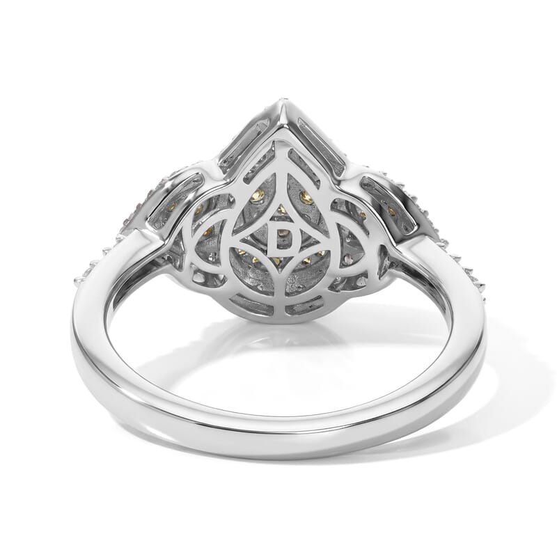 D'Joy Yellow and White Diamond 0.50 ctw Cluster Ring in Rhodium Over Sterling Silver (Size 6.0)