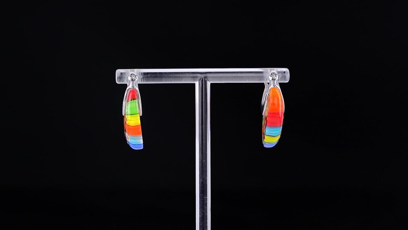 Multi Color Murano Style Earrings in Stainless Steel