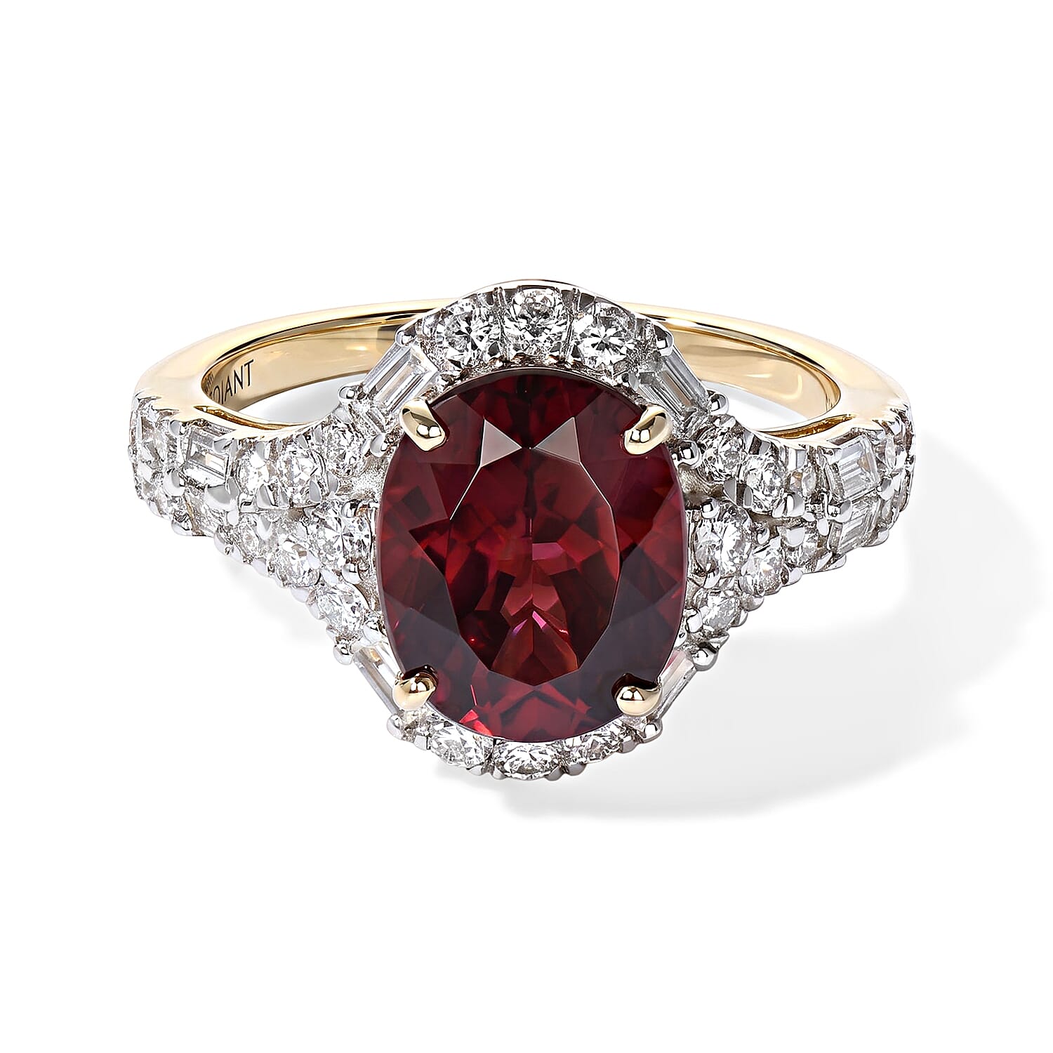 Certified & Appraised AAA Usambara Color Change Garnet and Luxuriant Lab Grown Diamond GH SI 4.15 ctw Ring in 10K Yellow Gold (Size 6.0)