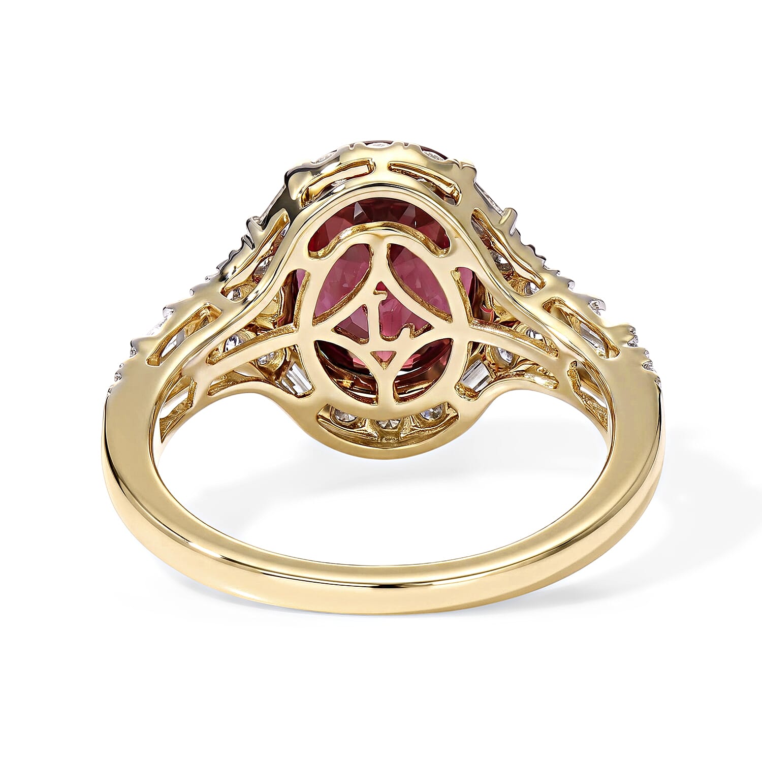 Certified & Appraised AAA Usambara Color Change Garnet and Luxuriant Lab Grown Diamond GH SI 4.15 ctw Ring in 10K Yellow Gold (Size 6.0)