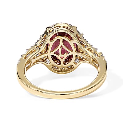 Certified & Appraised AAA Usambara Color Change Garnet and Luxuriant Lab Grown Diamond GH SI 4.15 ctw Ring in 10K Yellow Gold (Size 6.0)