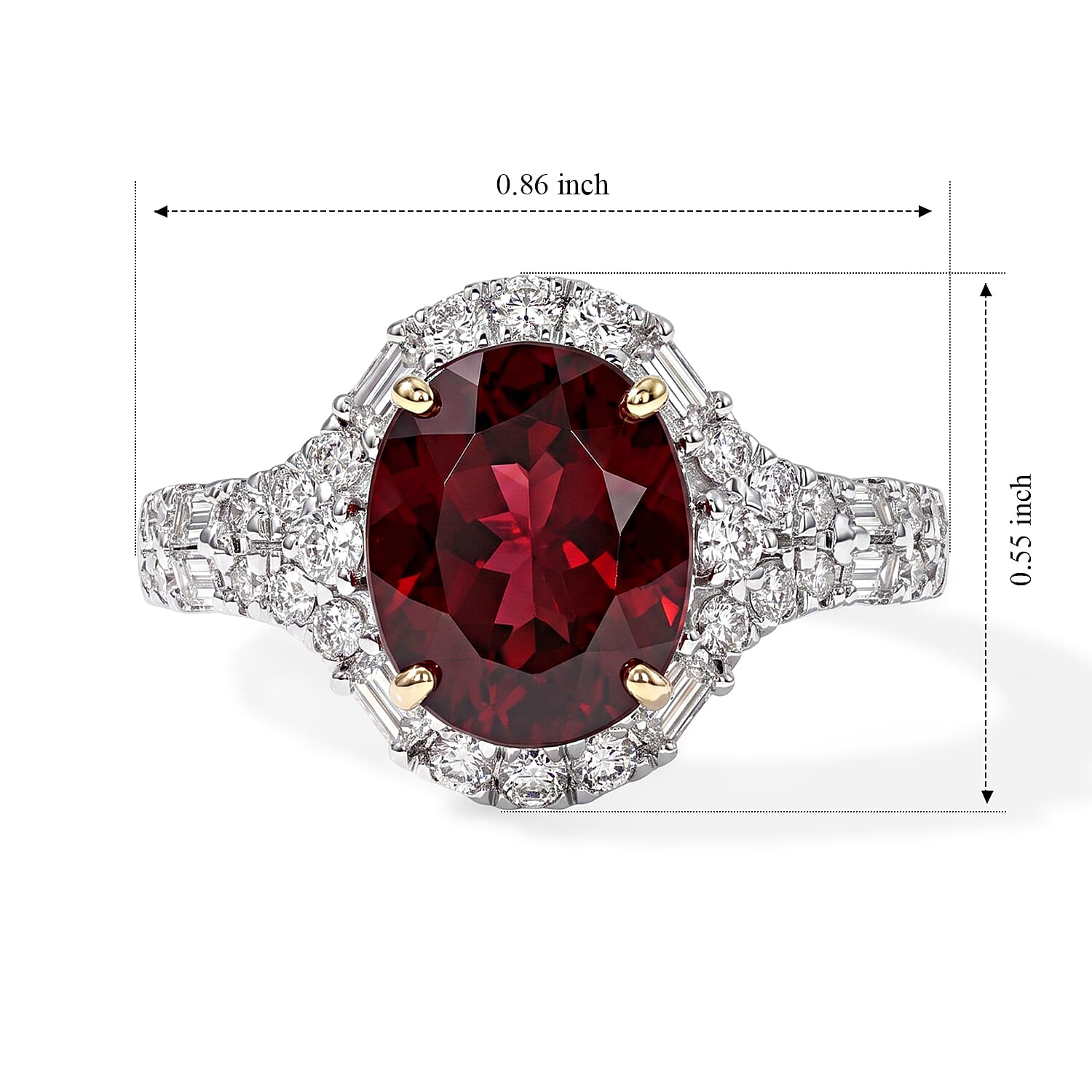 Certified & Appraised AAA Usambara Color Change Garnet and Luxuriant Lab Grown Diamond GH SI 4.15 ctw Ring in 10K Yellow Gold (Size 6.0)