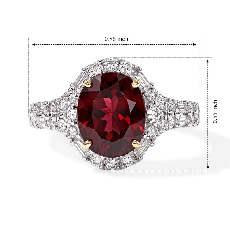 Certified and Appraised AAA Usambara Color Change Garnet and Luxuriant Lab Grown Diamond G-H SI 4.15 ctw Ring in 10K Yellow Gold (Size 6.0)