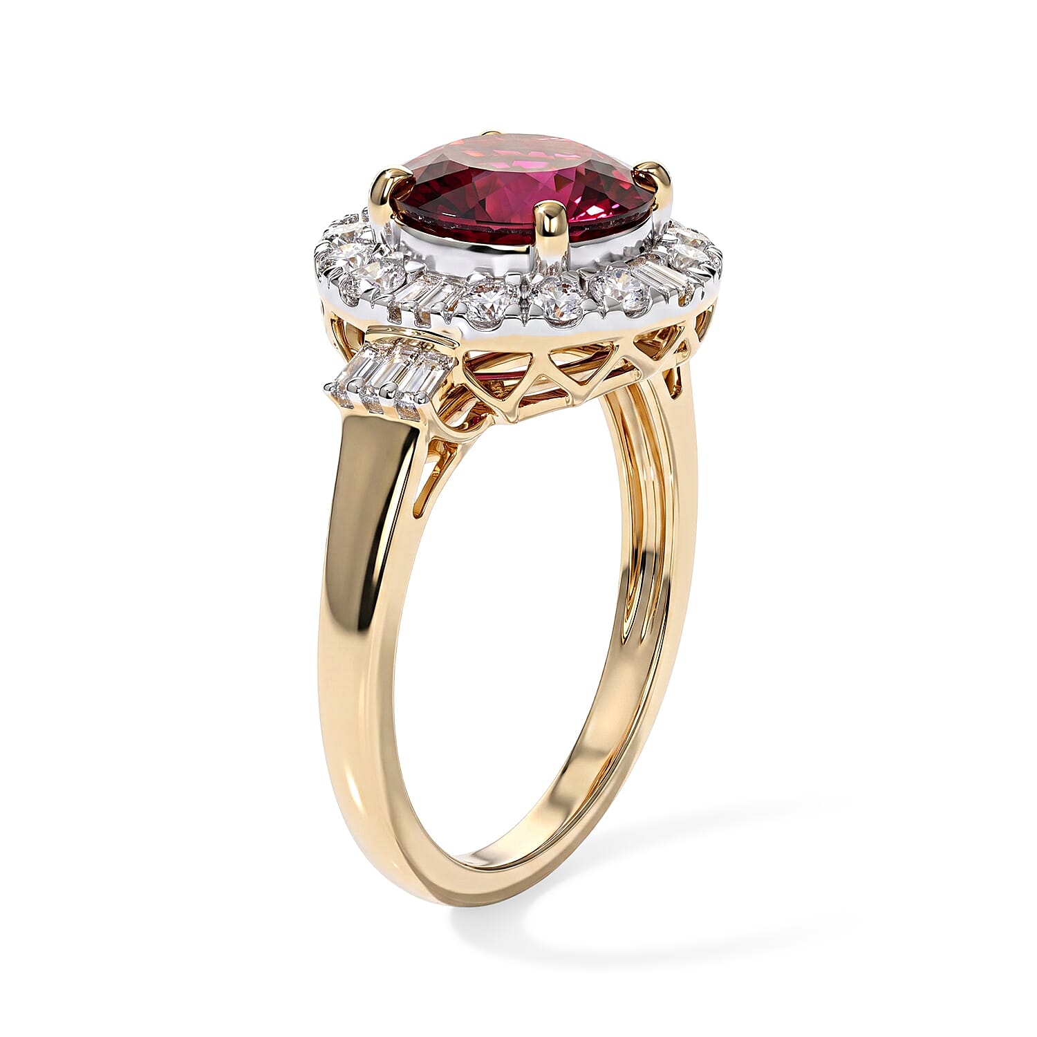 Certified & Appraised AAA Usambara Color Change Garnet and Luxuriant Lab Grown Diamond GH SI 3.50 ctw Ring in 10K Yellow Gold (Size 6.0)