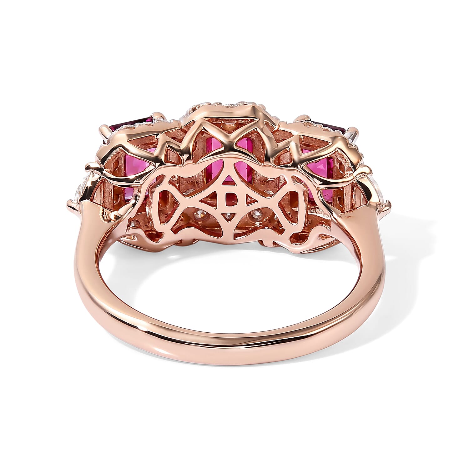 D'Joy Premium Usambara Color Change Garnet and Moissanite 2.65 ctw Ring in 18K Vermeil Rose Gold Over Sterling Silver (Size 6.0)