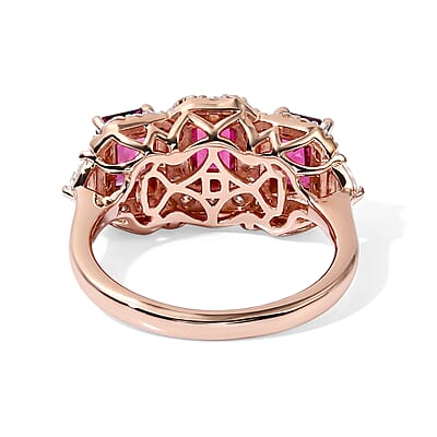 D'Joy Premium Usambara Color Change Garnet and Moissanite 2.65 ctw Ring in 18K Vermeil Rose Gold Over Sterling Silver (Size 6.0)