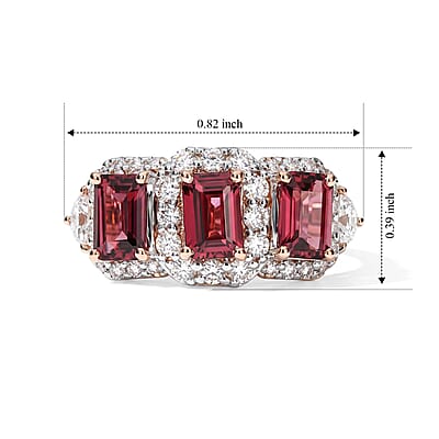 D'Joy Premium Usambara Color Change Garnet and Moissanite 2.65 ctw Ring in 18K Vermeil Rose Gold Over Sterling Silver (Size 6.0)