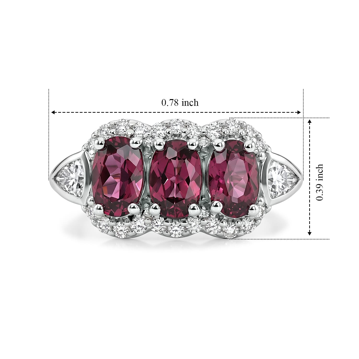 D'Joy Premium Usambara Color Change Garnet and Moissanite 2.20 ctw Ring in Rhodium Over Sterling Silver (Size 6.0)