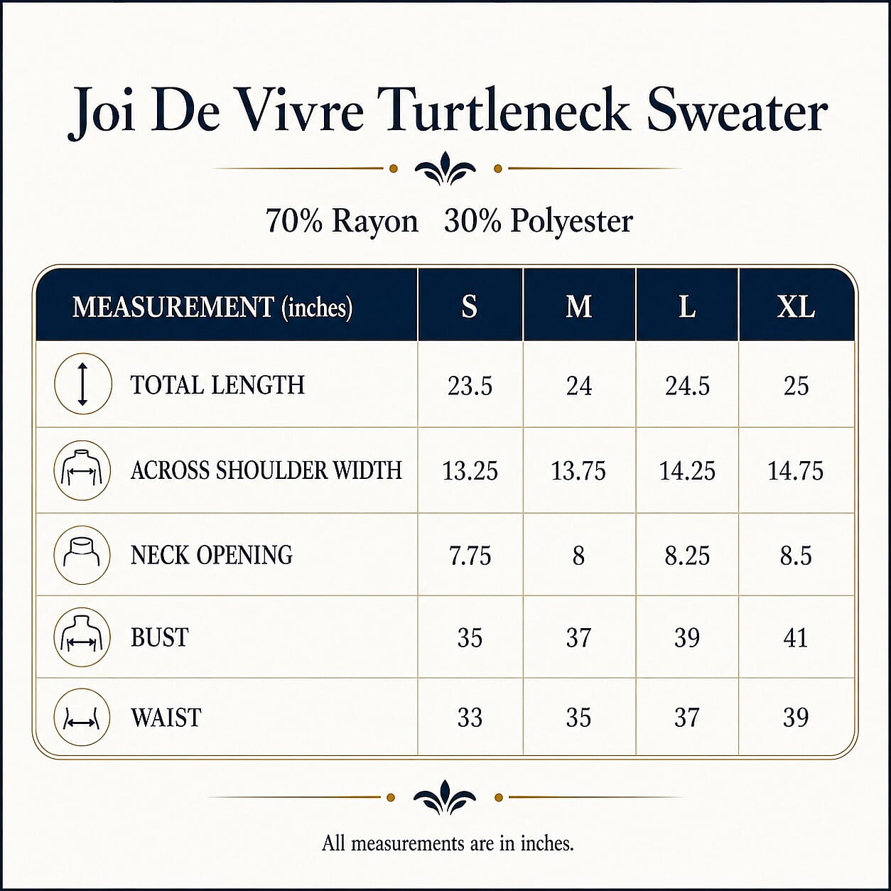 Joi De Vivre Anglefish Pattern Turtleneck Sweater S