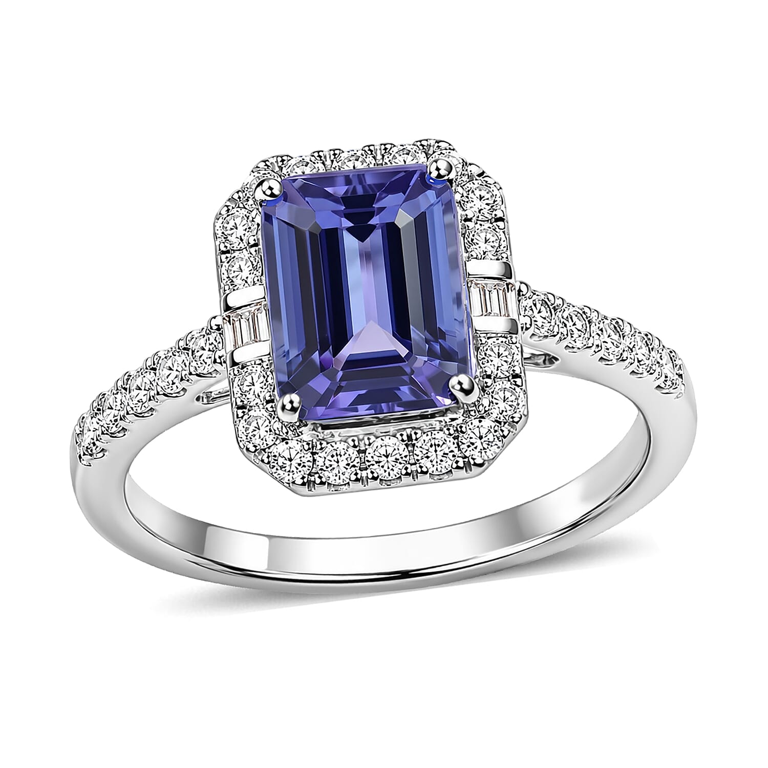 Certified and Appraised Rhapsody AAAA Tanzanite and Diamond E-F VS 2.26 ctw Ring in 950 Platinum (Size 6.0) 4.80 Grams