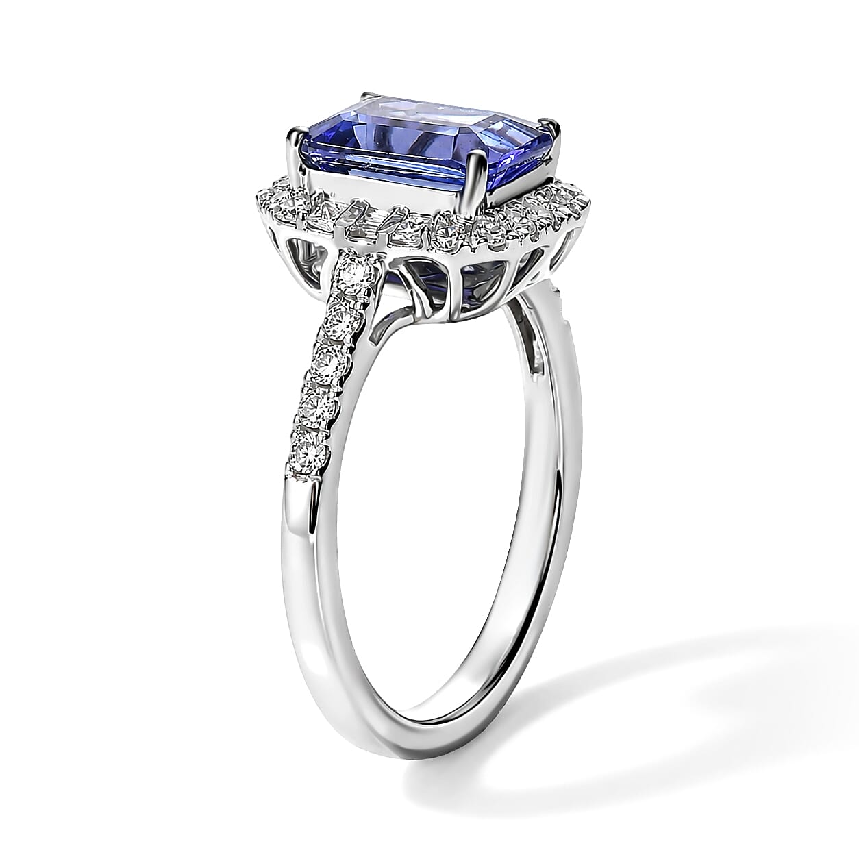 Certified and Appraised Rhapsody AAAA Tanzanite and Diamond E-F VS 2.26 ctw Ring in 950 Platinum (Size 6.0) 4.80 Grams
