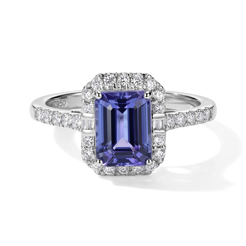 Certified and Appraised Rhapsody AAAA Tanzanite and Diamond E-F VS 2.26 ctw Ring in 950 Platinum (Size 8.0) 4.80 Grams