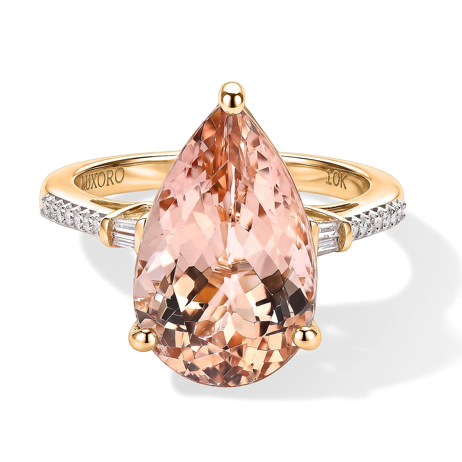 Luxoro Premium Marropino Morganite and Diamond I2 5.00 ctw Ring in 10K Rose Gold (Size 6.0)