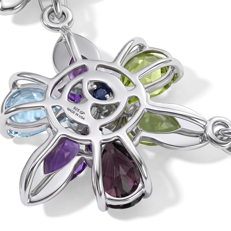 GP Italian Garden Collection Multi Gemstone 11.80 ctw Bracelet in Rhodium Over Sterling Silver (6.50 In)
