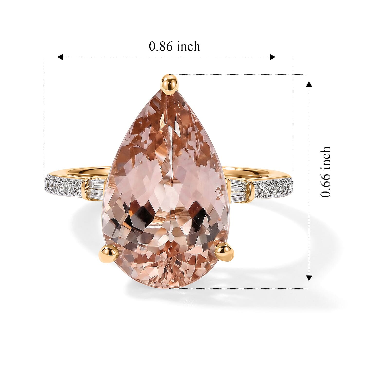 Luxoro Premium Marropino Morganite and Diamond I2 4.90 ctw Dewdrop Romance Ring in 10K Rose Gold (Size 5.0)