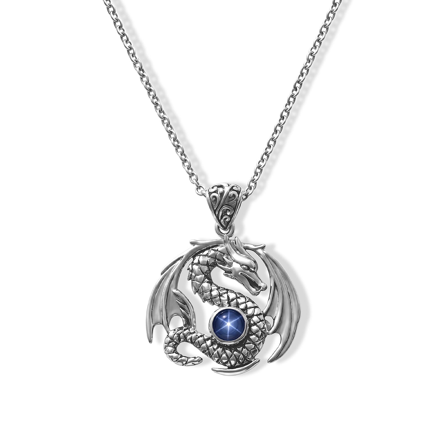 D'Joy Bali Legacy Blue Star Sapphire (DF) 2.50 ctw Pendant without Chain in Sterling Silver