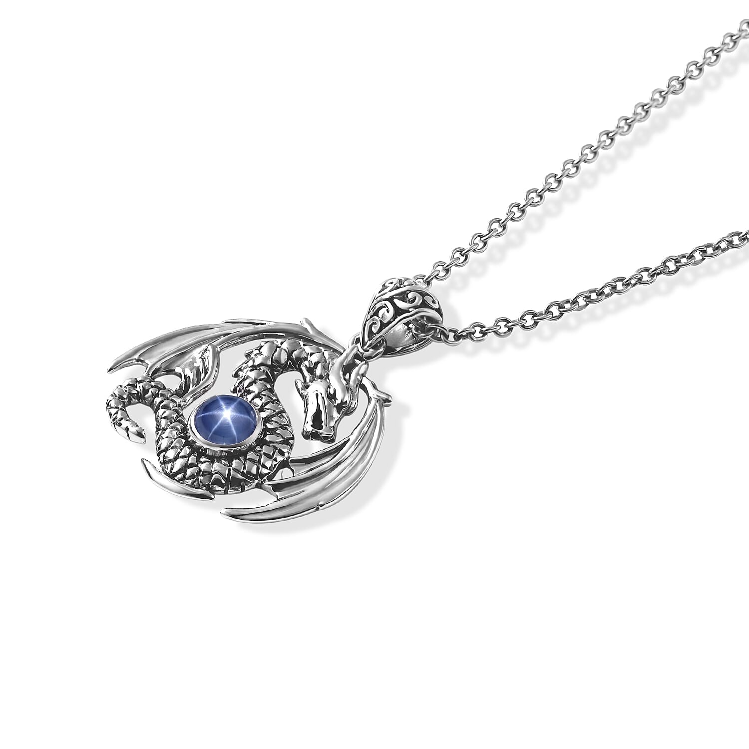 D'Joy Bali Legacy Blue Star Sapphire (DF) 2.50 ctw Pendant without Chain in Sterling Silver