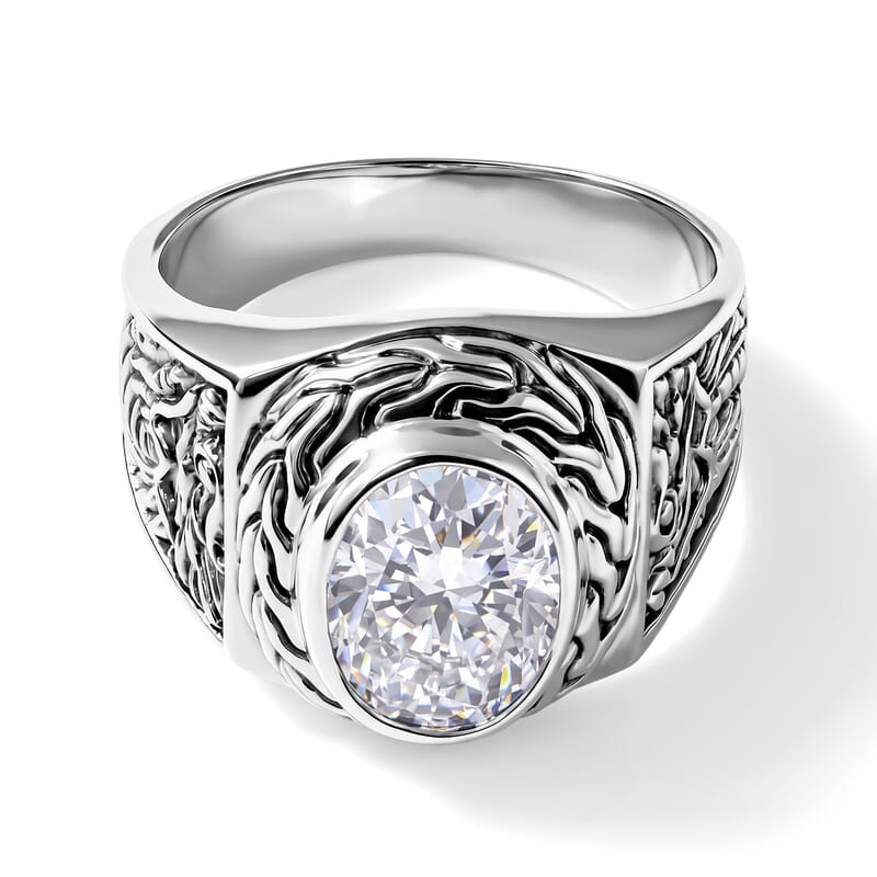 D'Joy Moissanite 2.80 ctw Men's Ring in Sterling Silver (Size 9.0)