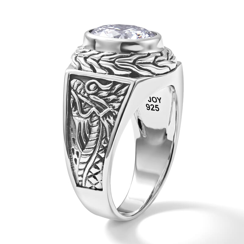 D'Joy Moissanite 2.80 ctw Men's Ring in Sterling Silver (Size 9.0)