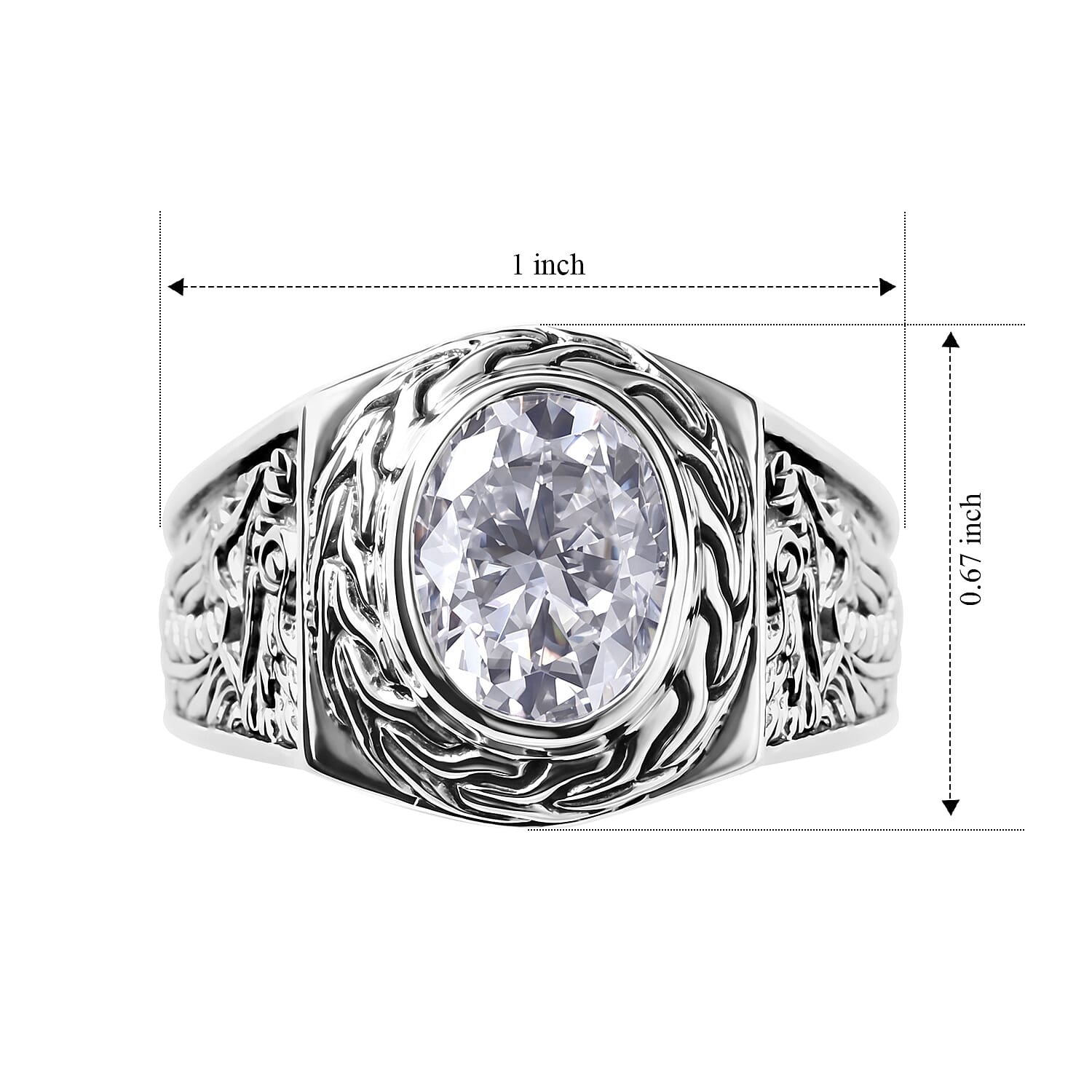 D'Joy Moissanite 2.80 ctw Men's Ring in Sterling Silver (Size 9.0)