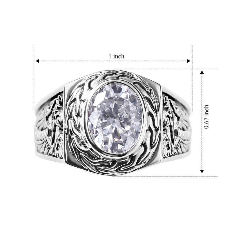 D'Joy Moissanite 2.80 ctw Men's Ring in Sterling Silver (Size 9.0)