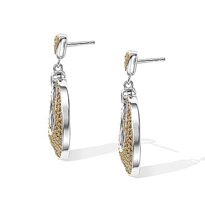 D'Joy Natural Yellow Diamond (I3) 1.00 ctw Earrings in  18K YG Over Sterling Silver