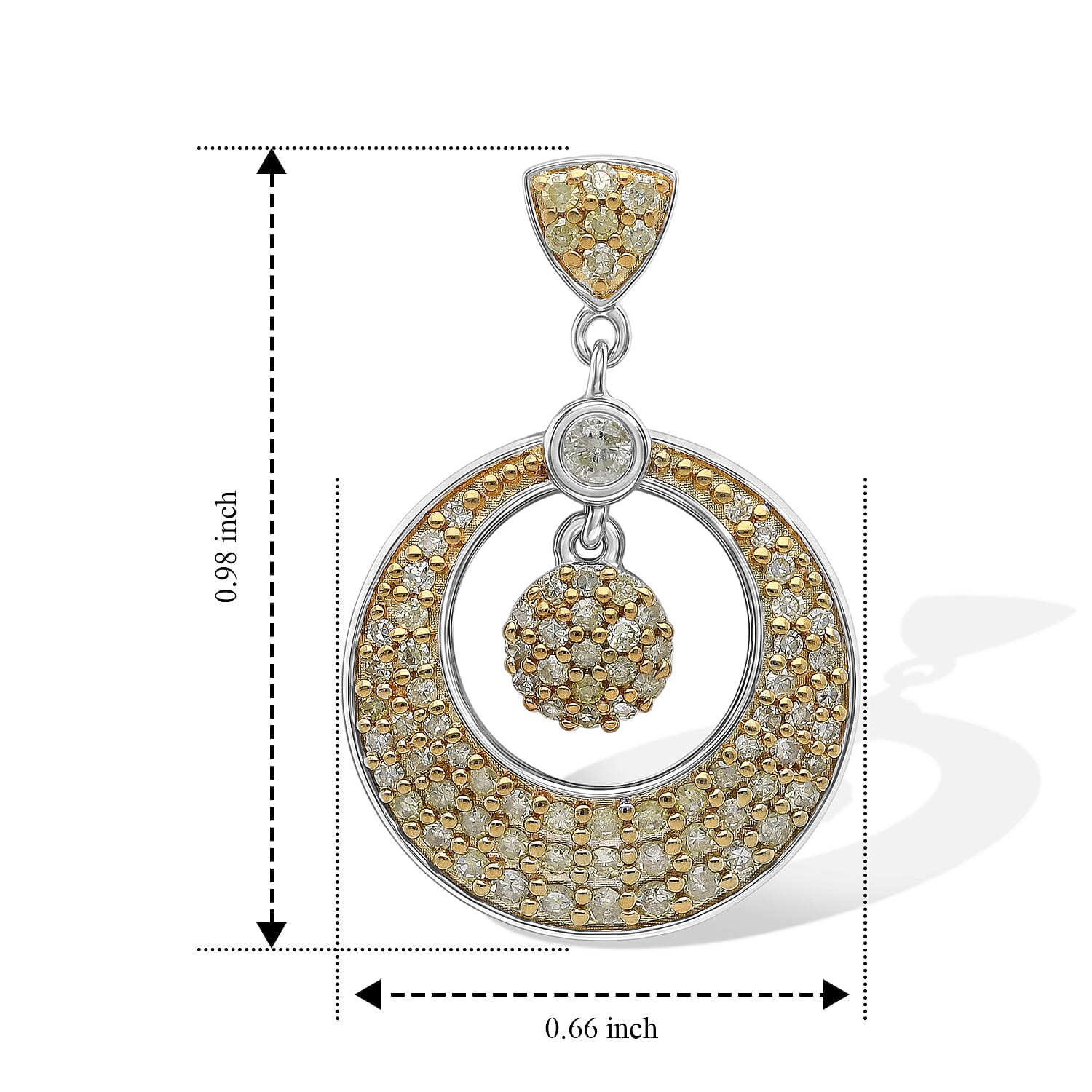 D'Joy Natural Yellow Diamond (I3) 1.00 ctw Earrings in  18K YG Over Sterling Silver