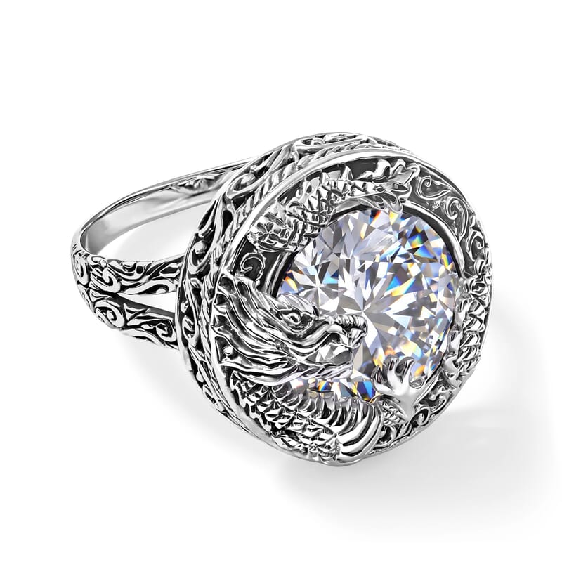 D'Joy Bali Legacy Moissanite 9.50 ctw Dragon-Wrapped Ring in Sterling Silver (Size 6.0)