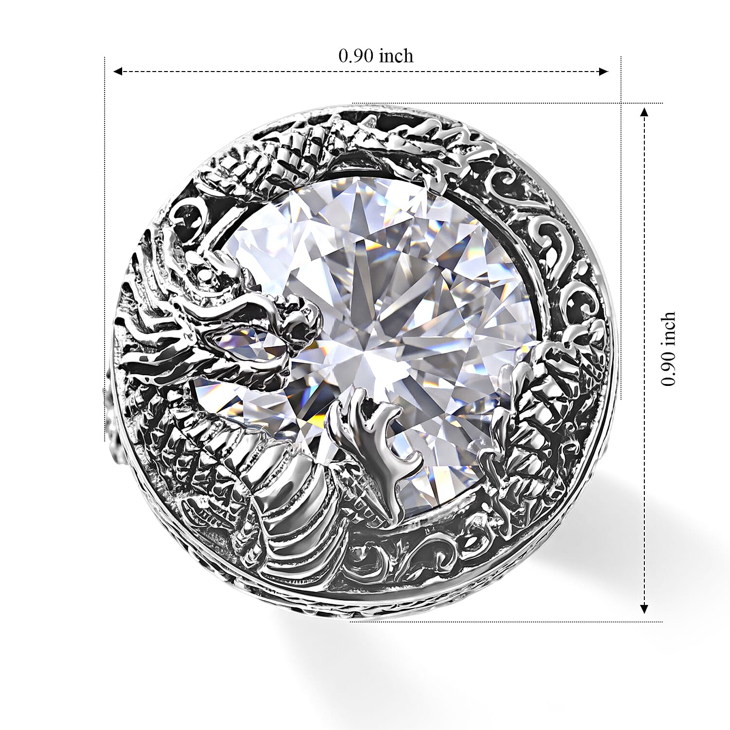 D'Joy Bali Legacy Moissanite 9.50 ctw Dragon-Wrapped Ring in Sterling Silver (Size 6.0)